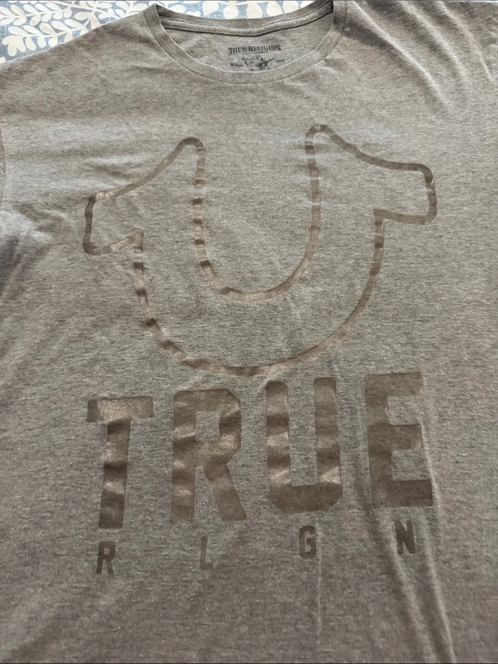 True Religion Gray Short-Sleeve Logo Crew Tee